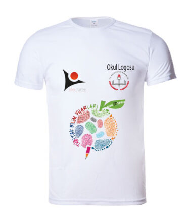 Okullara Özel Toptan Tübitak Bilim Fuarı için Logo Baskılı Beyaz Tişört