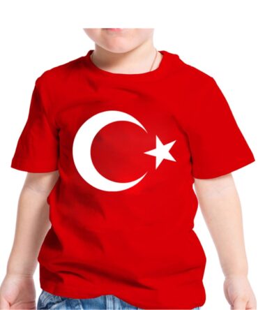 Okullara Özel Toptan Tişört Türk Bayrağı Ay Yıldız Bayrak Baskılı Çocuk Tişörtü