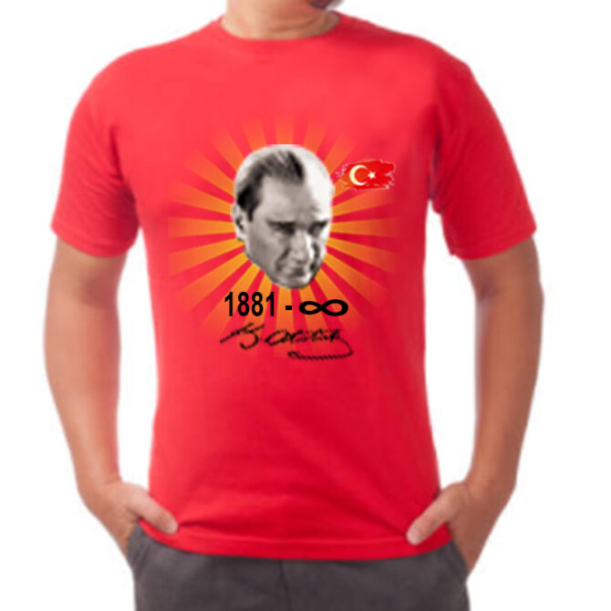 Okullara Özel Toptan Tişört Atatürk Baskılı Yetişkin Tişörtü xs-S-m-l-xl Kırmızı Baskı Çap 19cm