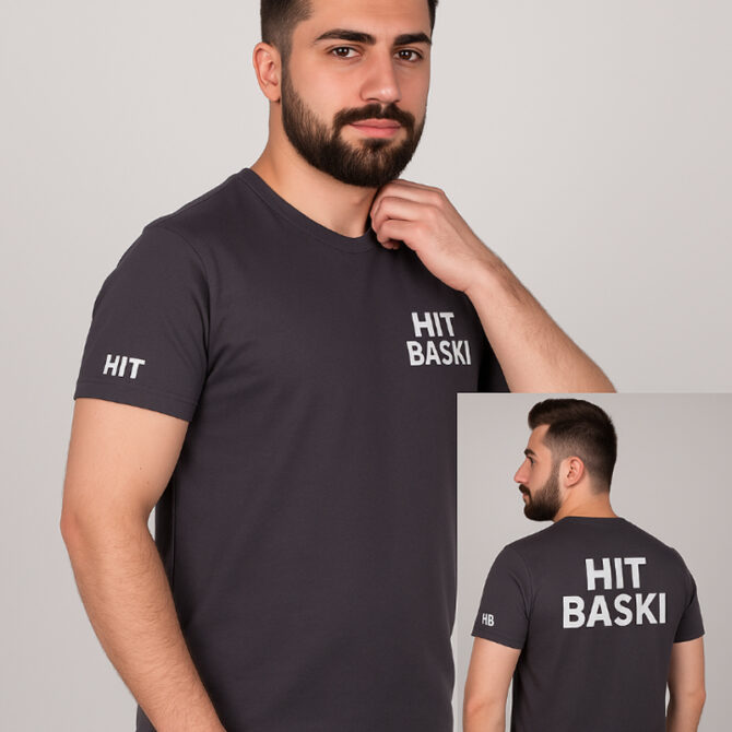 Antrasit Gri 24/1 Füme Süprem Bisiklet Yaka İş Tişörtü | %100 Pamuk Logo Baskılı Baskısız Yüksek Kalite Penye Tişört Kolları Pazı Bantlı