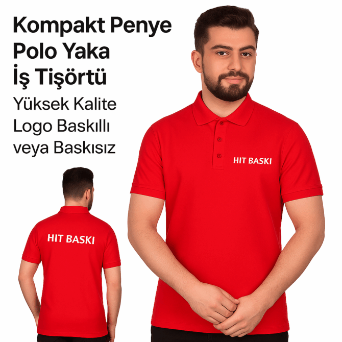 Kırmızı Polo Yaka İş Tişörtü – Yüksek Kalite, Logo Baskılı ve Baskısız Seçenekli Ultra Lüks Kompakt Penye