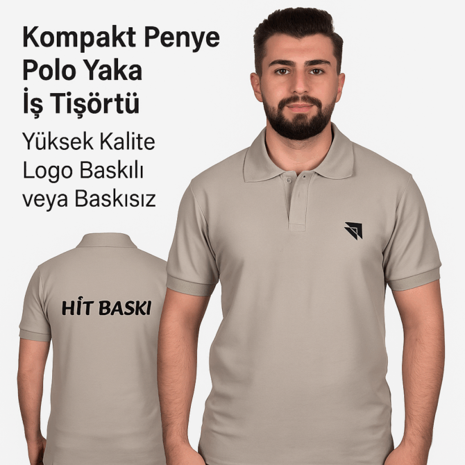 Gri Kompakt Penye Polo Yaka İş Tişörtü – Yüksek Kalite, Logo Baskılı ve Baskısız Seçenekli