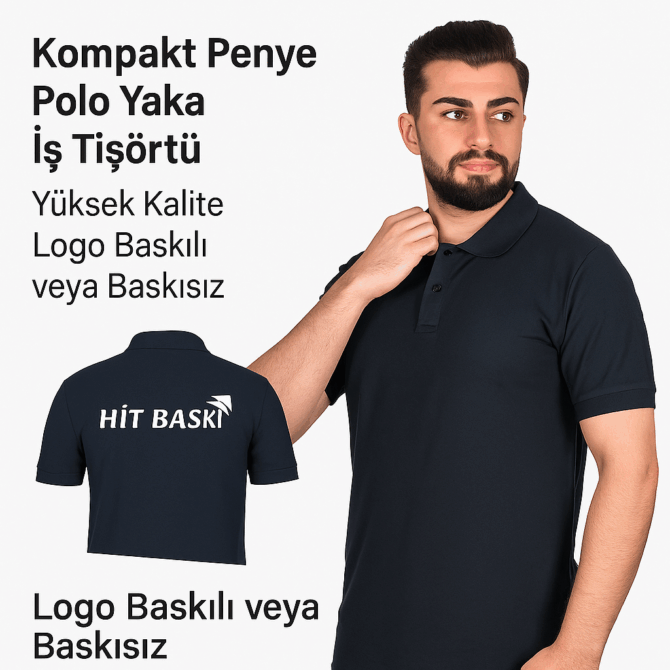Lacivert Kompakt Polo Yaka Tişört – Yüksek Kalite, Rahat Kesim, Baskı Seçenekli İş Tişörtü