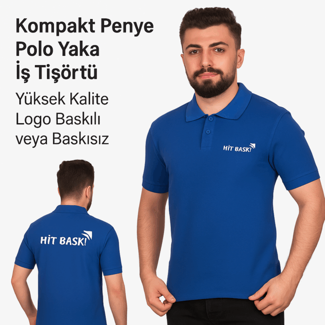 Sax Mavi Polo Yaka İş Tişörtü Toptan Baskılı Baskısız Tshirt Pike Penye Yüksek Kalite Kollar Bantlı
