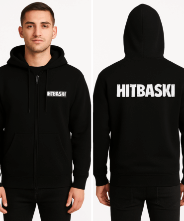 Siyah Fermuarlı Hoodie Kapüşonlu Sweatshirt Pamuklu Toptan Baskılı Baskısız 3 iplik