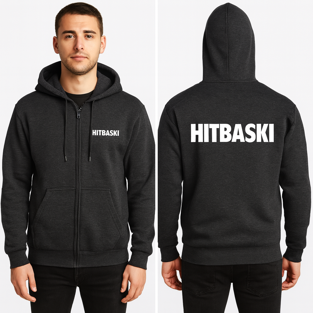 Gri Fermuarlı Hoodie Kapüşonlu Sweatshirt Pamuklu Toptan Baskılı Baskısız 3 iplik