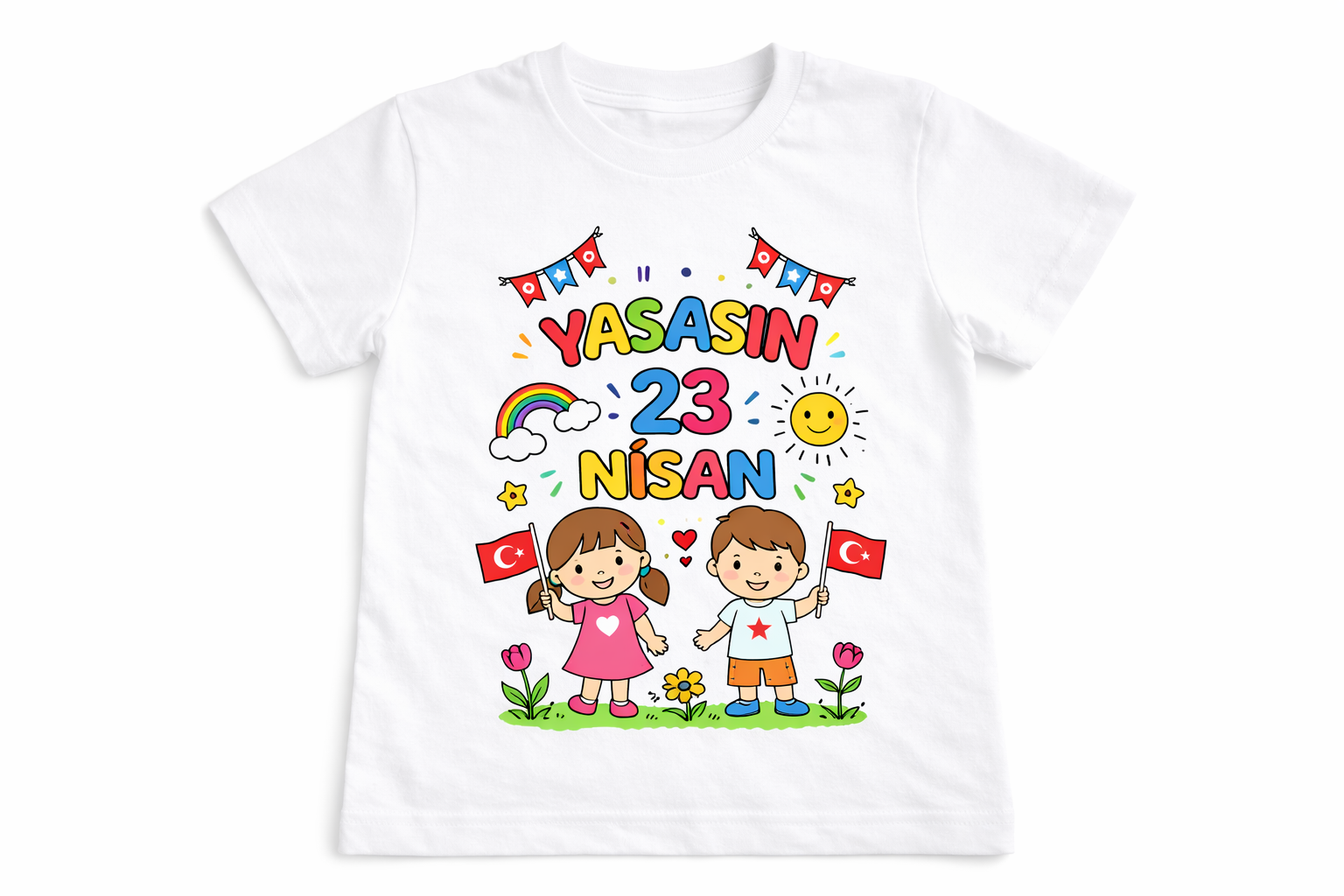 23 Nisan Özel Boyanabilir Çocuk Tişörtü – Yaşasın 23 Nisan Baskılı, Eğitici & Eğlenceli Boyama Tişörtü - Görsel 3